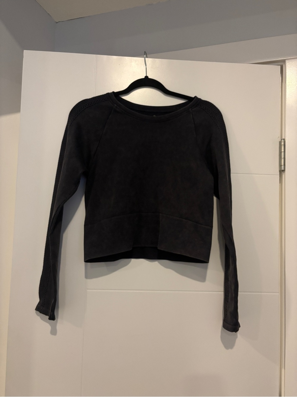 OFFLINE By Aerie Seamless Cable Square Neck T-Shirt Dark Grey
